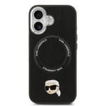 Apple iPhone 17 Kılıf Karl Lagerfeld Orjinal Lisanslı M-safe Şarj Özellikli Metal Kamera ve Buton Tasarımlı Karl PU Deri Kapak