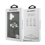 Apple iPhone 17 Kılıf Karl Lagerfeld Orjinal Lisanslı Parlayan Simli Karl & Choupette Sketch Logo Kapak