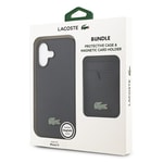 Apple iPhone 17 Kılıf Lacoste Orjinal Lisanslı M-safe Şarj Özellikli PU Pike Desenli Metal Logolu Kartlıklı Kapak