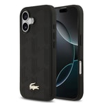 Apple iPhone 17 Kılıf Lacoste Orjinal Lisanslı M-safe Şarj Özellikli PU Deri Tasarımlı Karışık Monogram Desenli Kapak