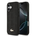 Apple iPhone 17 Kılıf Lacoste Orjinal Lisanslı M-safe Şarj Özellikli PU Deri Tasarımlı Karışık Monogram Desenli Kapak