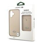 Apple iPhone 17 Kılıf Lacoste Orjinal Lisanslı M-safe Şarj Özellikli PU Pike Desenli Metal Logolu Kartlıklı Kapak