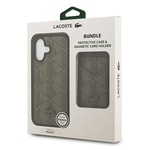 Apple iPhone 17 Kılıf Lacoste Orjinal Lisanslı M-safe Şarj Özellikli PU Deri Tasarımlı Kartlıklı Karışık Monogram Desenli Kapak