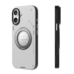 Apple iPhone 17 Kılıf M-safe Şarj Özellikli 360 Derece Standlı Basit Mat Deri Desenli Youngkit Tech Leather Serisi Kapak