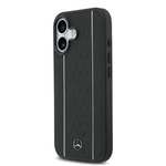 Apple iPhone 17 Kılıf Mercedes Benz Orjinal Lisanslı M-safe Şarj Özellikli Şeritli Yıldız Desenli Metal Logolu Deri Kapak