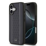 Apple iPhone 17 Kılıf Mercedes Benz Orjinal Lisanslı M-safe Şarj Özellikli Şeritli Yıldız Desenli Metal Logolu Deri Kapak