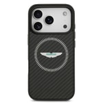 Apple iPhone 17 Pro Kılıf Aston Martin Orjinal Lisanslı M-safe Şarj Özellikli Karbon Fiber Kapak