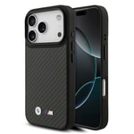 Apple iPhone 17 Pro Kılıf BMW Orjinal Lisanslı M-safe Şarj Özellikli Karbon Fiber Metal Logolu Kapak