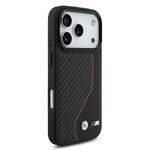 Apple iPhone 17 Pro Kılıf BMW Orjinal Lisanslı M-safe Şarj Özellikli Metal BMW ve M Logolu PU Karbon Tasarımlı Kapak