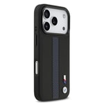 Apple iPhone 17 Pro Kılıf BMW Orjinal Lisanslı M-safe Şarj Özellikli Deri Arka Yüzey Metal Logolu Delikli Şerit Tasarımlı Kapak