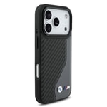 Apple iPhone 17 Pro Kılıf BMW Orjinal Lisanslı M-safe Şarj Özellikli Metal BMW ve M Logolu PU Karbon Tasarımlı Kapak