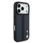Apple iPhone 17 Pro Kılıf BMW Orjinal Lisanslı M-safe Şarj Özellikli Deri Arka Yüzey Metal Logolu Delikli Şerit Tasarımlı Kapak