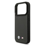 Apple iPhone 17 Pro Kılıf BMW Orjinal Lisanslı M-safe Şarj Özellikli Karbon Fiber Metal Logolu Kapak