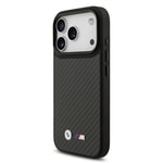 Apple iPhone 17 Pro Kılıf BMW Orjinal Lisanslı M-safe Şarj Özellikli Karbon Fiber Metal Logolu Kapak