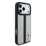 Apple iPhone 17 Pro Kılıf BMW Orjinal Lisanslı M-safe Şarj Özellikli Deri Arka Yüzey Metal Logolu Delikli Şerit Tasarımlı Kapak