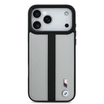 Apple iPhone 17 Pro Kılıf BMW Orjinal Lisanslı M-safe Şarj Özellikli Deri Arka Yüzey Metal Logolu Delikli Şerit Tasarımlı Kapak