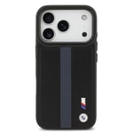 Apple iPhone 17 Pro Kılıf BMW Orjinal Lisanslı M-safe Şarj Özellikli Deri Arka Yüzey Metal Logolu Delikli Şerit Tasarımlı Kapak