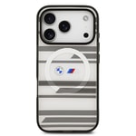 Apple iPhone 17 Pro Kılıf BMW Orjinal Lisanslı M-safe Şarj Özellikli Metal Kamera Butonlu Yatay Şeritli M Dizayn Kapak