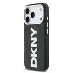 Apple iPhone 17 Pro Kılıf DKNY Orjinal Lisanslı M-safe Şarj Özellikli PU Büyük Dikey Logolu Kapak