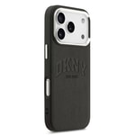Apple iPhone 17 Pro Kılıf DKNY Orjinal Lisanslı M-safe Şarj Özellikli PU Deri Kabartmalı Kapak