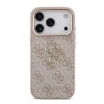 Apple iPhone 17 Pro Kılıf Guess Orjinal Lisanslı Gold Metal Kamera Çerçeveli 4G Desenli Metal Büyük 4G ve Yazı Logolu Kapak