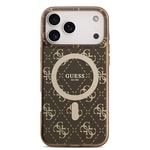 Apple iPhone 17 Pro Kılıf Guess Orjinal Lisanslı M-safe Şarj Özellikli IML Baskılı Klasik Logolu 4G Desenli Kapak
