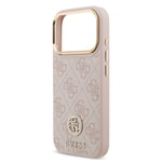 Apple iPhone 17 Pro Kılıf Guess Orjinal Lisanslı M-safe Şarj Özellikli Gold Metal Kamera Çerçeveli Taşlı 4G Logolu Kapak