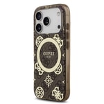 Apple iPhone 17 Pro Kılıf Guess Orjinal Lisanslı M-safe Şarj Özellikli IML Peony ve 4G Desenli Klasik Logolu Kapak