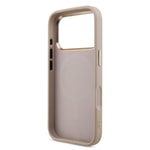 Apple iPhone 17 Pro Kılıf Guess Orjinal Lisanslı M-safe Şarj Özellikli Gold Metal Kamera Çerçeveli Taşlı Üçgen Logo 4G Desenli Kapak