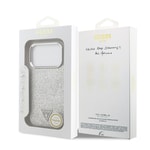 Apple iPhone 17 Pro Kılıf Guess Orjinal Lisanslı M-safe Şarj Özellikli Metal Kamera Çerçeveli Üçgen Logolu Glitter Kapak