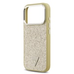 Apple iPhone 17 Pro Kılıf Guess Orjinal Lisanslı M-safe Şarj Özellikli Metal Kamera Çerçeveli Üçgen Logolu Glitter Kapak