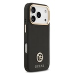 Apple iPhone 17 Pro Kılıf Guess Orjinal Lisanslı M-safe Şarj Özellikli Grained Yazı ve Taşlı 4G Logolu Kapak