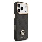 Apple iPhone 17 Pro Kılıf Guess Orjinal Lisanslı M-safe Şarj Özellikli Gold Metal Kamera Çerçeveli Taşlı 4G Logolu Kapak