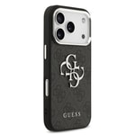 Apple iPhone 17 Pro Kılıf Guess Orjinal Lisanslı Gümüş Metal Kamera Çerçeveli 4G Desenli Metal Büyük 4G ve Yazı Logolu Kapak
