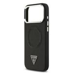 Apple iPhone 17 Pro Kılıf Guess Orjinal Lisanslı M-safe Şarj Özellikli PU Deri Metal Kamera Çerçeveli Üçgen Logolu Kapak