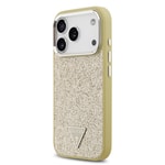 Apple iPhone 17 Pro Kılıf Guess Orjinal Lisanslı M-safe Şarj Özellikli Metal Kamera Çerçeveli Üçgen Logolu Glitter Kapak