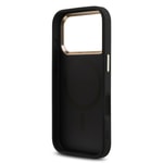 Apple iPhone 17 Pro Kılıf Guess Orjinal Lisanslı M-safe Şarj Özellikli Gold Metal Kamera Çerçeveli Taşlı Üçgen Logo 4G Desenli Kapak