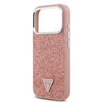 Apple iPhone 17 Pro Kılıf Guess Orjinal Lisanslı M-safe Şarj Özellikli Metal Kamera Çerçeveli Üçgen Logolu Glitter Kapak