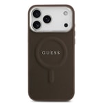 Apple iPhone 17 Pro Kılıf Guess Orjinal Lisanslı M-safe Şarj Özellikli Klasik Yazı Logolu PU Deri Kapak