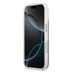 Apple iPhone 17 Pro Kılıf Guess Orjinal Lisanslı M-safe Şarj Özellikli Simli Peony Desenli Silikon Kapak