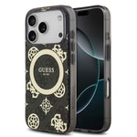 Apple iPhone 17 Pro Kılıf Guess Orjinal Lisanslı M-safe Şarj Özellikli IML Peony ve 4G Desenli Klasik Logolu Kapak
