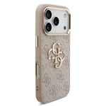 Apple iPhone 17 Pro Kılıf Guess Orjinal Lisanslı Gold Metal Kamera Çerçeveli 4G Desenli Metal Büyük 4G ve Yazı Logolu Kapak