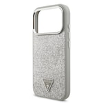 Apple iPhone 17 Pro Kılıf Guess Orjinal Lisanslı M-safe Şarj Özellikli Metal Kamera Çerçeveli Üçgen Logolu Glitter Kapak