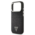 Apple iPhone 17 Pro Kılıf Guess Orjinal Lisanslı M-safe Şarj Özellikli Metal Kamera Çerçeveli Üçgen Logolu Glitter Kapak