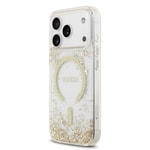 Apple iPhone 17 Pro Kılıf Guess Orjinal Lisanslı M-safe Şarj Özellikli Transparan Resin Bottom Kapak