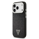 Apple iPhone 17 Pro Kılıf Guess Orjinal Lisanslı M-safe Şarj Özellikli Metal Kamera Çerçeveli Üçgen Logolu Glitter Kapak