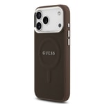 Apple iPhone 17 Pro Kılıf Guess Orjinal Lisanslı M-safe Şarj Özellikli Klasik Yazı Logolu PU Deri Kapak