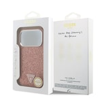 Apple iPhone 17 Pro Kılıf Guess Orjinal Lisanslı M-safe Şarj Özellikli Metal Kamera Çerçeveli Üçgen Logolu Glitter Kapak