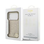 Apple iPhone 17 Pro Kılıf Guess Orjinal Lisanslı M-safe Şarj Özellikli Metal Kamera Çerçeveli Üçgen Logolu Glitter Kapak