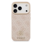 Apple iPhone 17 Pro Kılıf Guess Orjinal Lisanslı M-safe Şarj Özellikli Gold Metal Kamera Çerçeveli Taşlı 4G Logolu Kapak